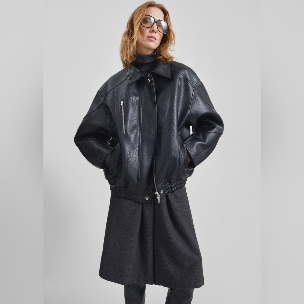 NEW The Frankie Shop ENORA FAUX LEATHER JACKET - BLACK - Picture 9 of 16